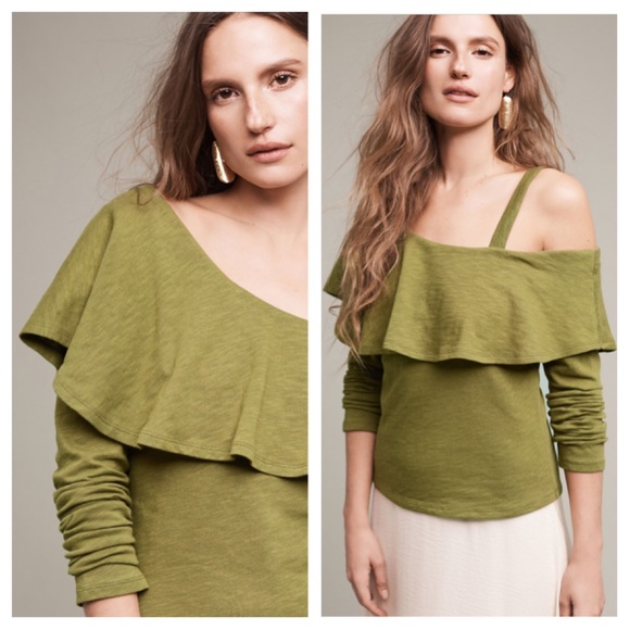 Anthropologie M Holly Asymmetrical Ruffle Top - Picture 2 of 8